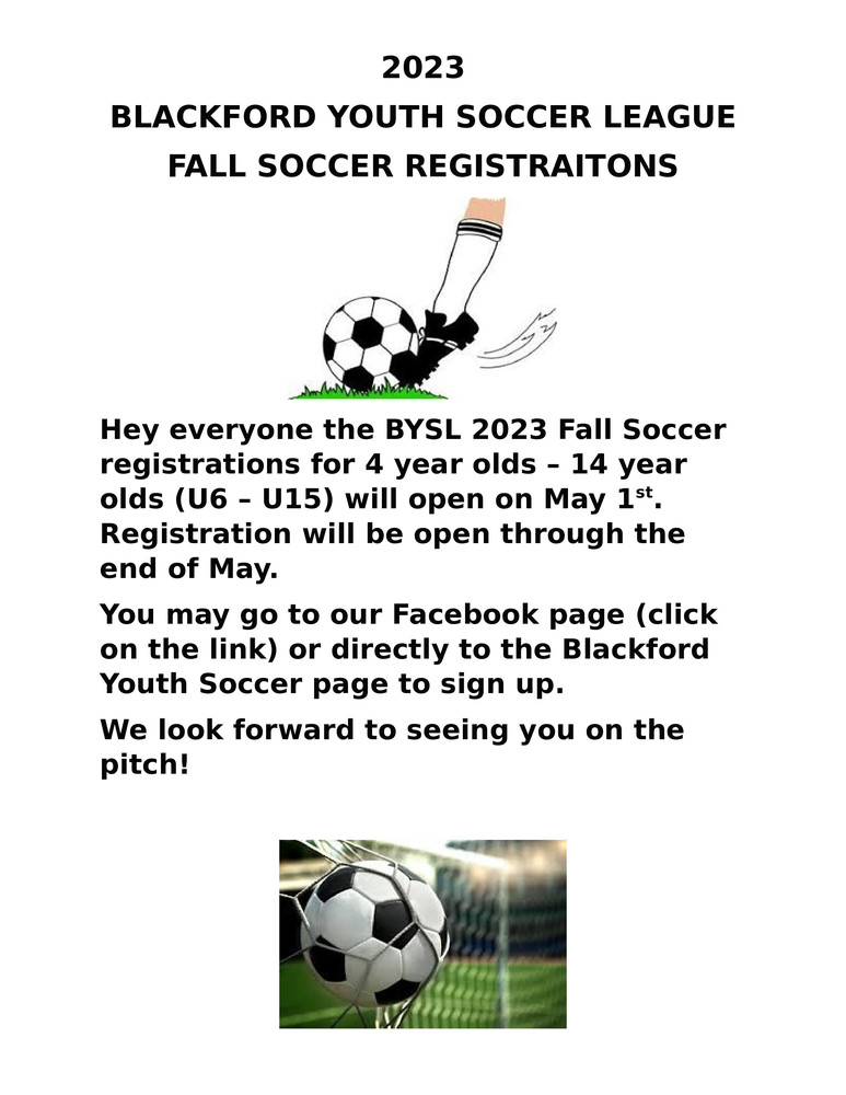 BYSL Fall Soccer Registration Blackford JuniorSenior High School