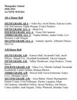 Montpelier Elementary Honor Roll recipients