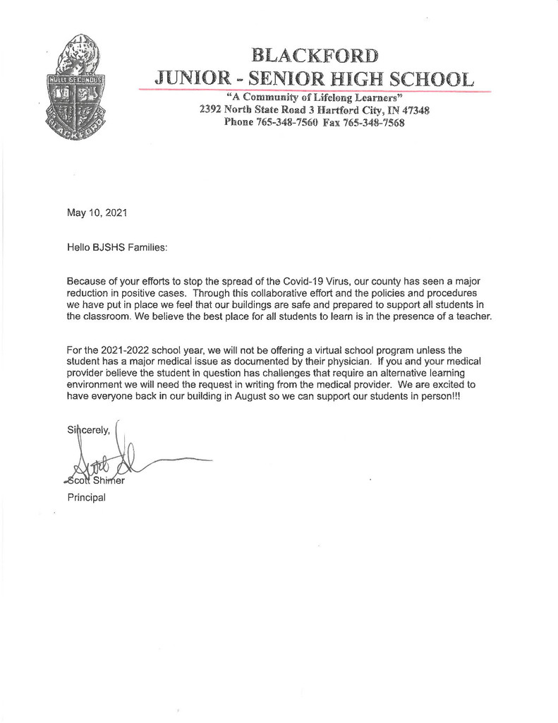 Virtual School Letter