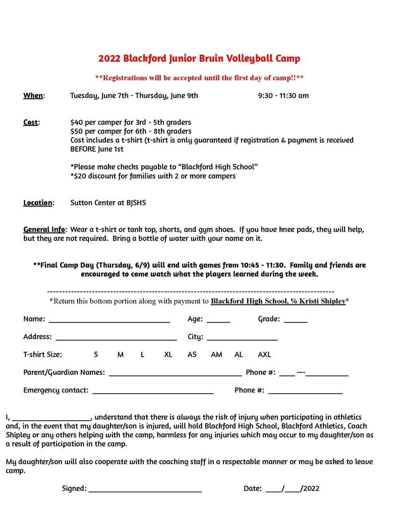 Volleyball camp signup