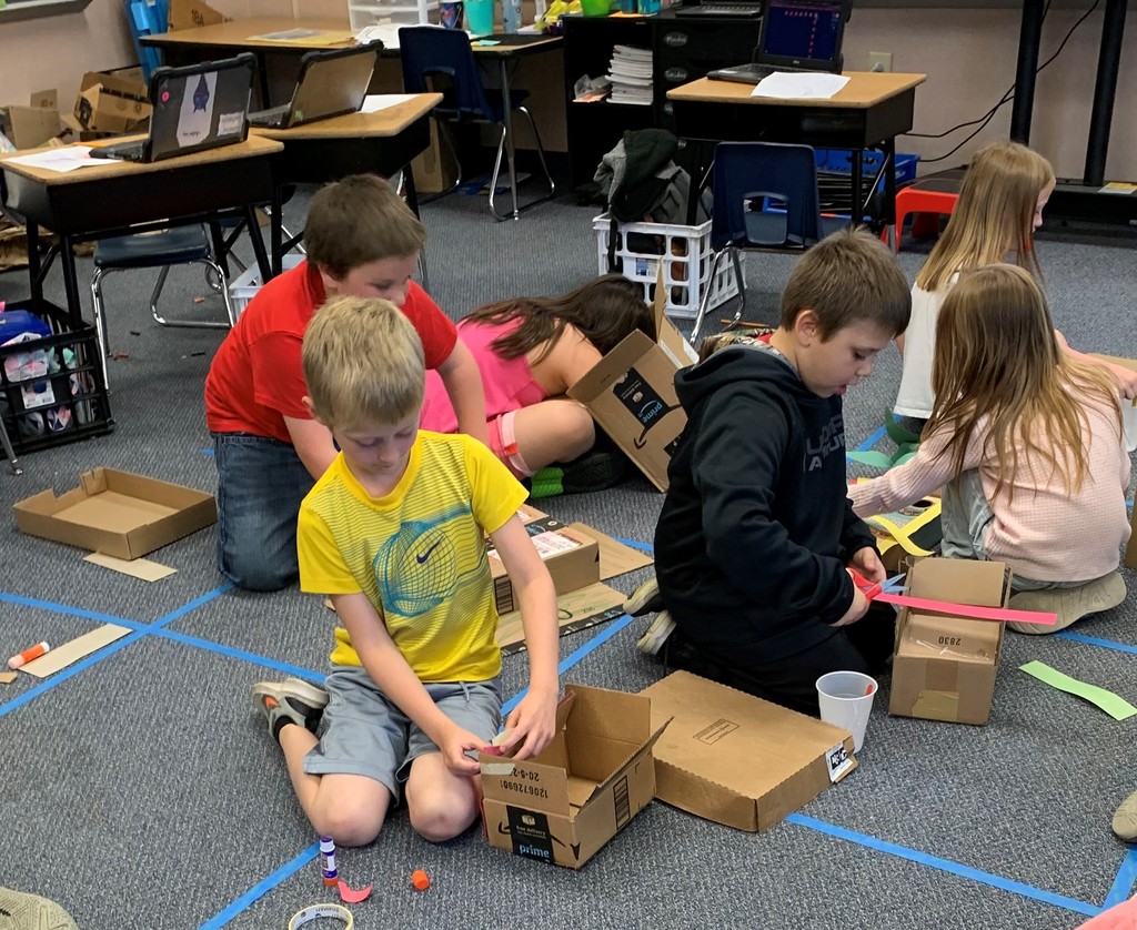First grade students create a city in their classroom