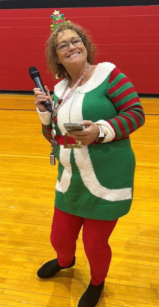 Carma Reidy dressed as Santa's helper