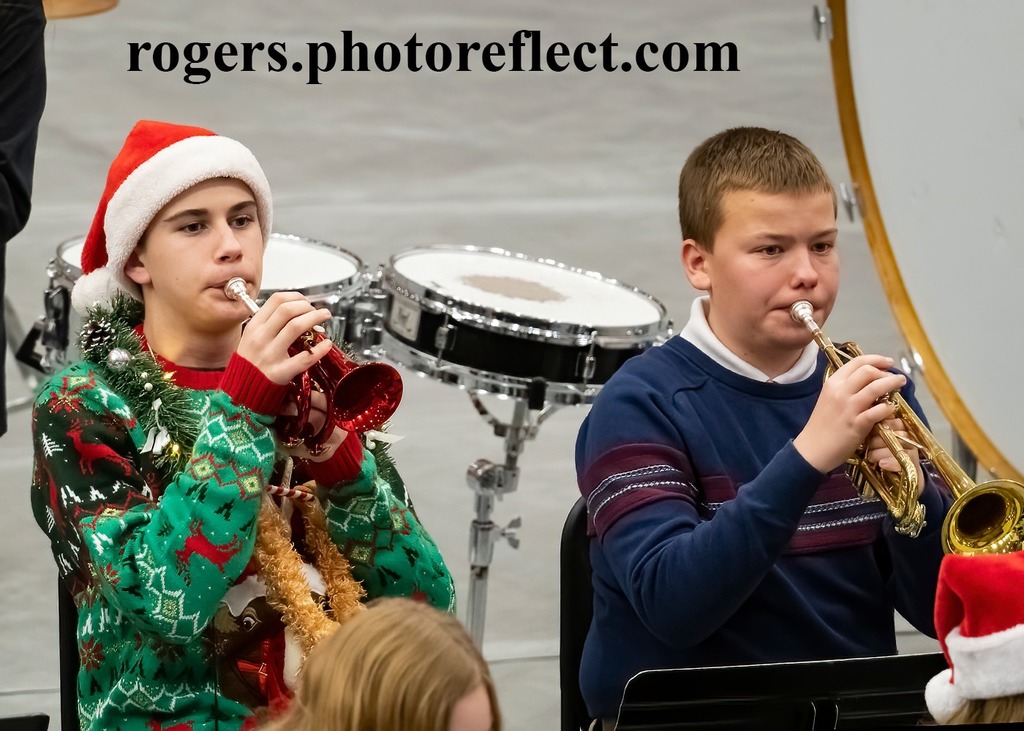 Two cornet players during the BJSHS Band Concert