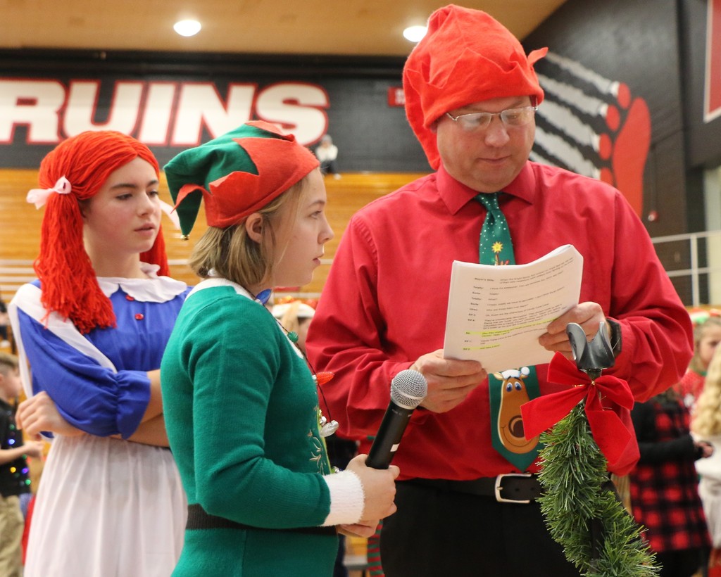 Mr. Fox and students during BIS Christmas program
