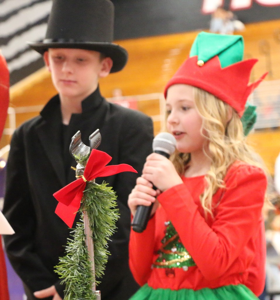 A boy and girl perform during the BIS Christmas program
