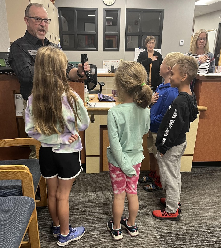 Students join Principal Campbell in Pledge of Allegiance