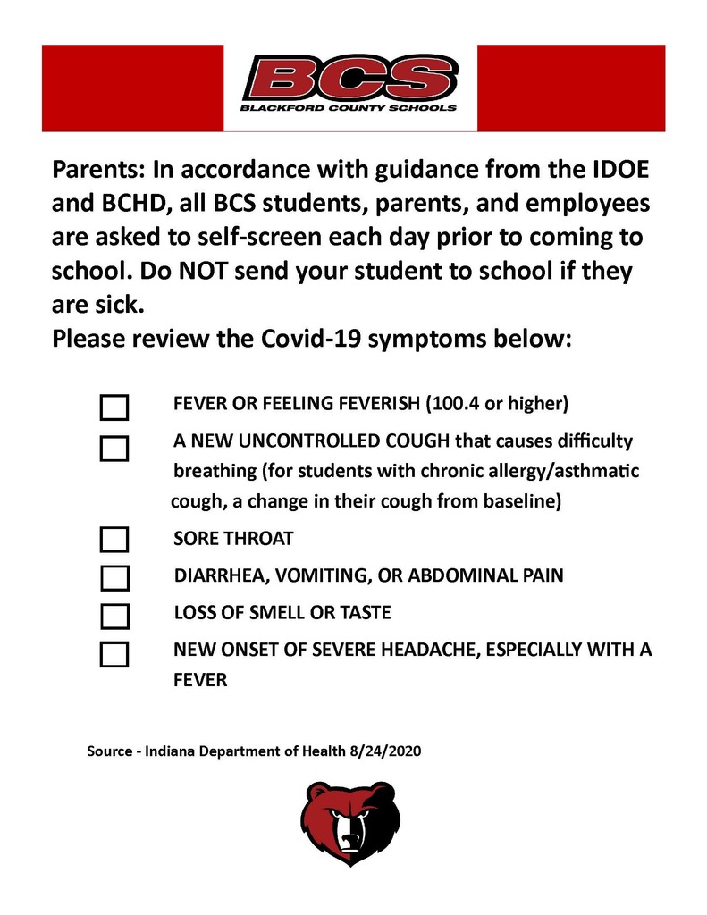 Covid-19 symptoms checklist